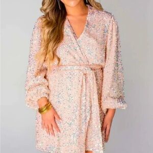 Buddy Love Sparkling Sequin Mini Dress in Pink